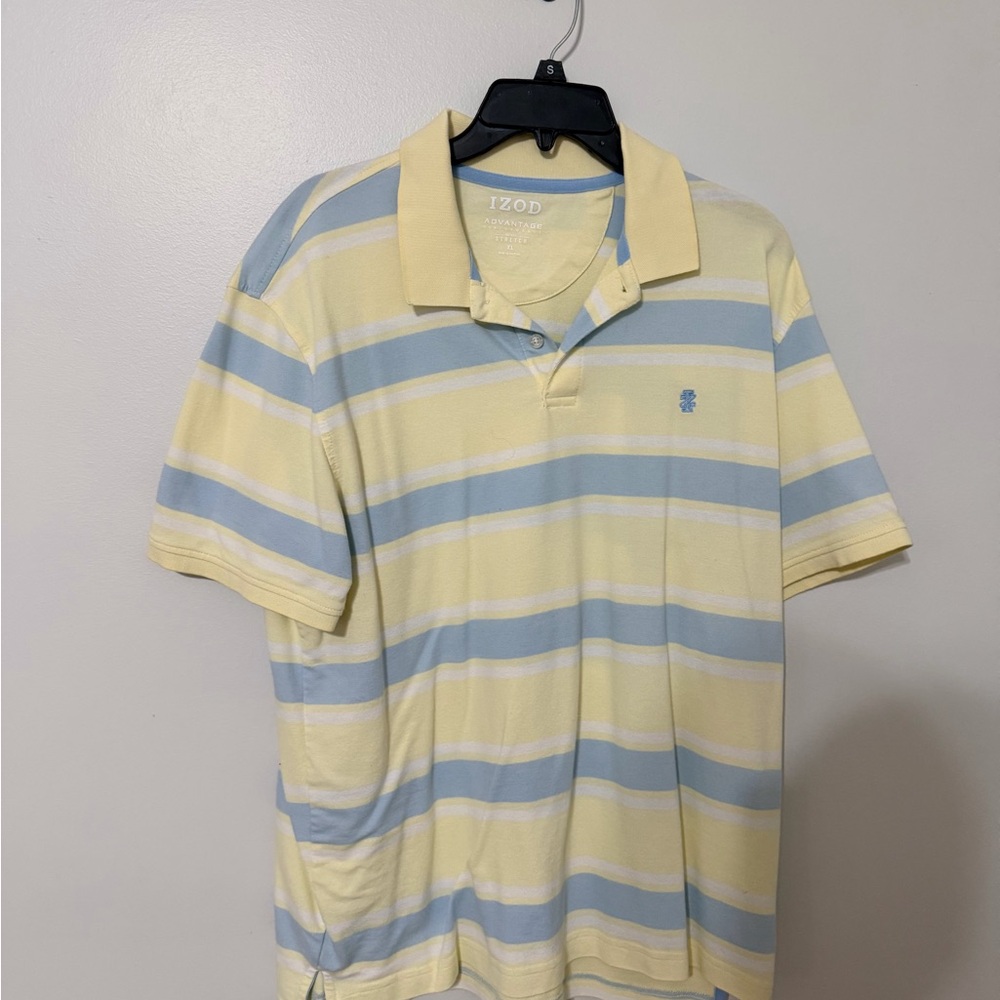 IZOD Men's Polo Shirt in Soft Yellow and Light Blue Stripes